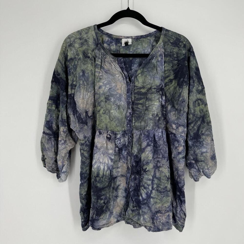 Cabi top medium M linen blend tie dye empire waist fairy office workwear career